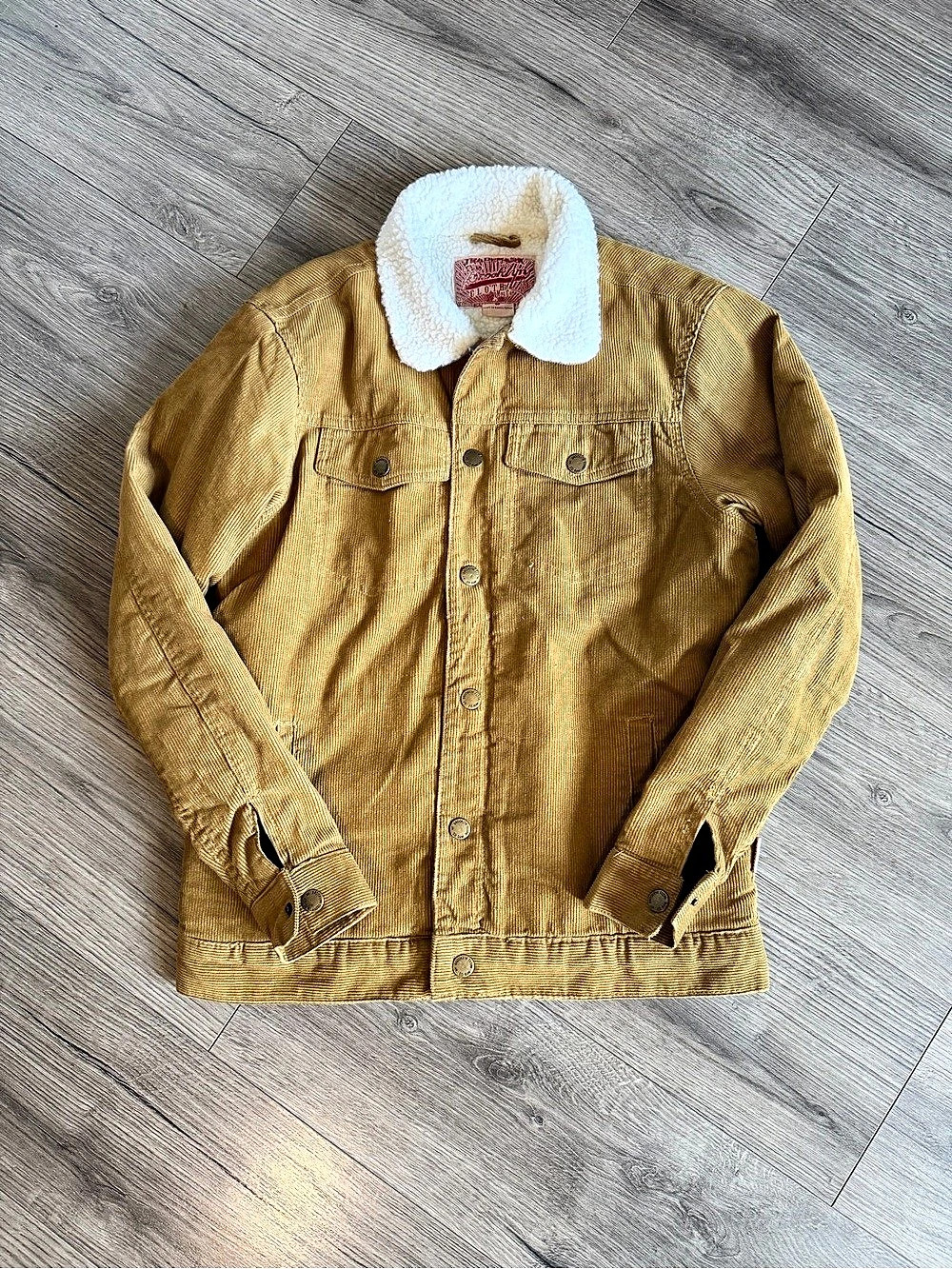 Brooklyn Cloth Sherpa Trucker Jacket Brown & White Small